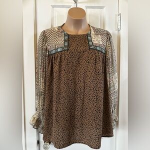 Chic Soul Leopard and Mixed Patterned Blouse 2X
